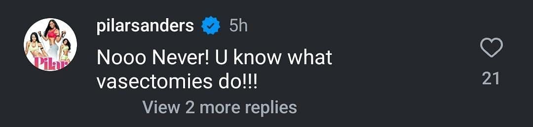 Pilar Sanders' comment on the post.